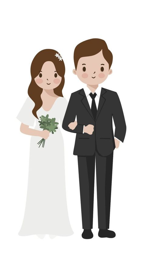 Bride Cartoon, Couples Doodles, Doodle Pictures, Wedding Couple Cartoon, Usa Wedding, Kids Cartoon Characters, Wedding Drawing, Party Cartoon, Doctor Outfit