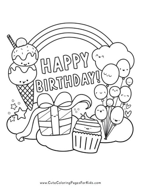 Happy Birthday Colouring In Pages, Colouring Birthday Card Printable, Free Printable Birthday Coloring Pages, Unicorn Birthday Coloring Pages, First Birthday Coloring Pages, Birthday Colouring Printables, Coloring Pages Happy Birthday, Happy Birthday Coloring Pages For Adults, Free Birthday Coloring Pages