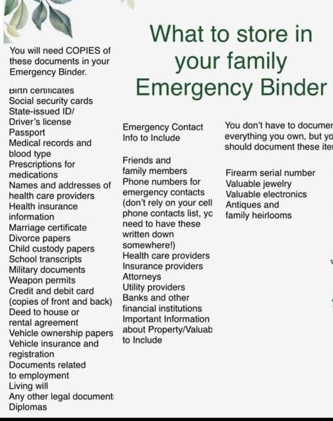 Emergency Documents, Emergency Preparedness Binder, Life Organization Binder, Family Emergency Binder, 1000 Lifehacks, Survival Skills Emergency Preparedness, Estate Planning Checklist, Emergency Binder, Family Binder