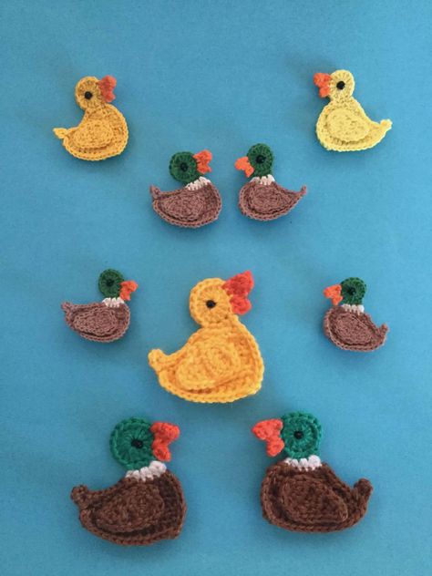 Mallard Duck Crochet Pattern • Kerri's Crochet Duck Blanket, Knit Duck, Applique Patterns Free, Crochet Applique Patterns, Crochet Appliqué, Crochet Applique Patterns Free, Easter Favors, Bird Applique, Crochet Appliques