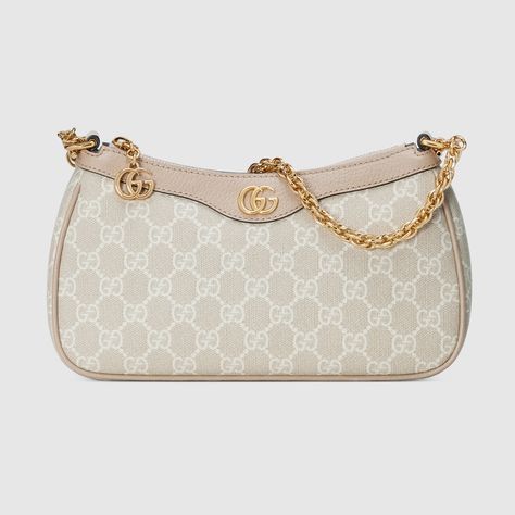 Shop the Ophidia GG small handbag in neutral at GUCCI.COM. Enjoy Free Shipping and Complimentary Gift Wrapping. Gucci Bags Handbags, Rhombus Design, Gucci Purse, Gucci Ophidia, Chain Top, Buy Bags, Girly Bags, Gg Logo, Fancy Bags