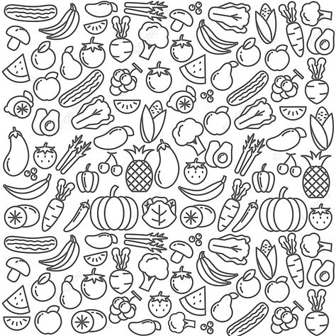 Fruit Doodle, Fruit Sketch, Vegetable Drawing, Apple Vector, Vector Doodle, Fruit Logo, Doodle Vector, Food Doodles, Doodle Background