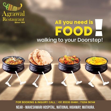 https://www.facebook.com/agrawalrestaurantsince1969/?ref=pages_you_manage Food Delivery Design, Food Creative Post, Food Creative Ads, Dal Makhni, North Indian Food, Food Creatives, Delivery Food, Food Promotion, Food Post