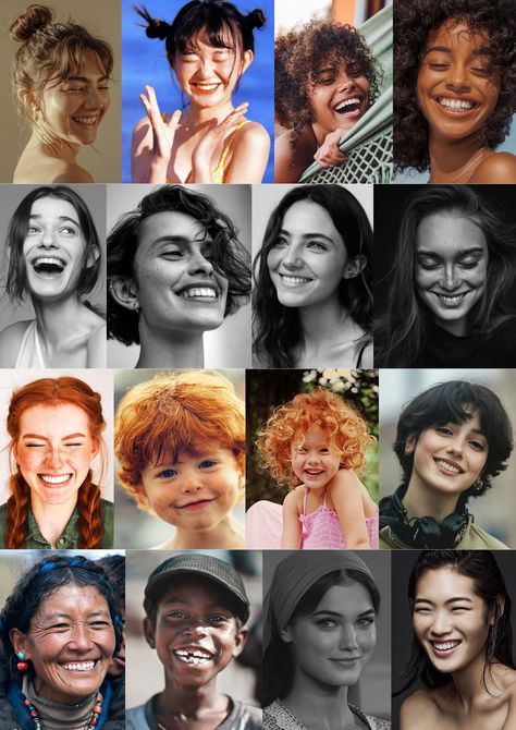 Smiling People Aesthetic, Laughing Face Reference, Round Face Smile, Smile Portrait Photography Happiness, Happy Face Reference Drawing, Types Of Smiles Faces, Smile Expression Reference, Big Smile Reference, Smiling People Photography