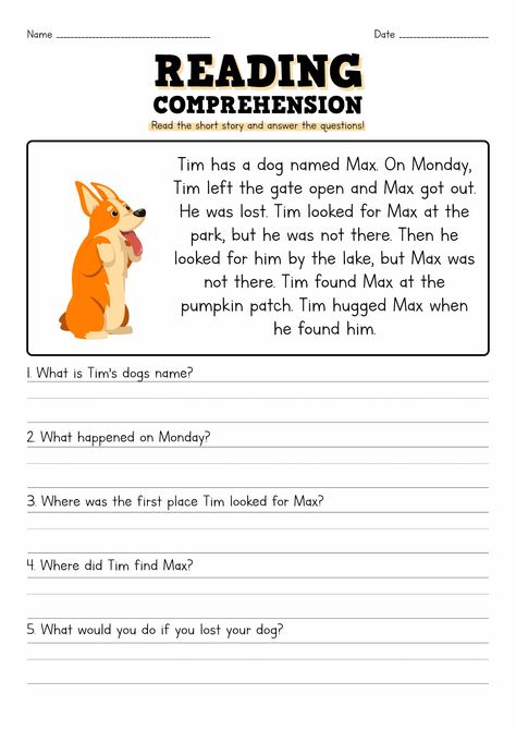 Short Story with Questions 2nd Grade Reading Comprehension Reading And Questions Worksheets, 3 Rd Grade Reading Comprehension, Reading 2nd Grade Worksheets, Short Comprehension For Kindergarten, Short Comprehension For Grade1, English Comprehension For Grade 2, Reading For Comprehension, Grade 3 Short Stories, Grade 1 Short Stories