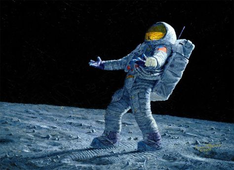 The Fourth Man To Walk On the Moon Also Paints Beautiful Space Art Chill Zone, Moon Walk, Duck Art, Astronaut Art, Space Painting, Space Suit, Space Flight, On The Moon, Space Travel