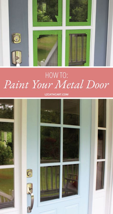 Looking for an easy and fun DIY project for this weekend? Paint your metal front door with these simple steps NOW! Video tutorial included. #metalfrontdoor #paintfrontdoor #metalfrontdoormakeover Paint Metal Front Door, Budget Farmhouse Decor, Metal Doors Exterior, Steel Doors Exterior, Decor Inspiration Diy, Metal Front Door, Paint Metal, Metal Doors, Dollar Store Diy Projects