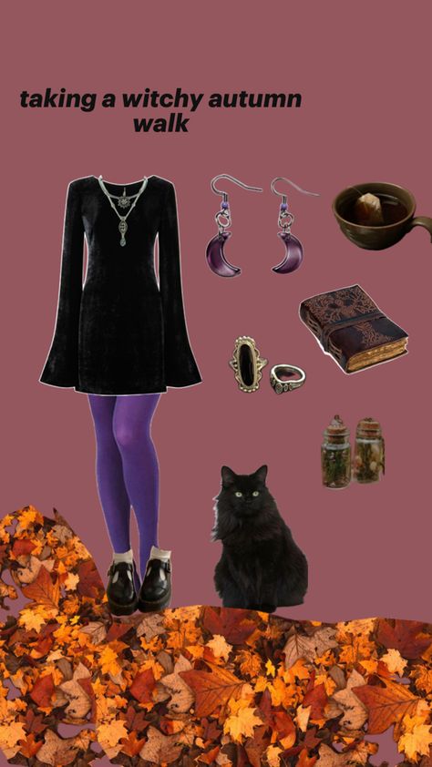 witchy autumn outfit inspo, purple tights, black velvet dress, mary janes, autumn outfit Purple Autumn Outfit, Witchy Autumn Outfits, Purple Winter Outfit, Purple Tights Outfit, Outfit Inspo Purple, Dress Mary Janes, Witchy Aesthetic Outfit, Charlotte Aesthetic, Goth Outfits Aesthetic