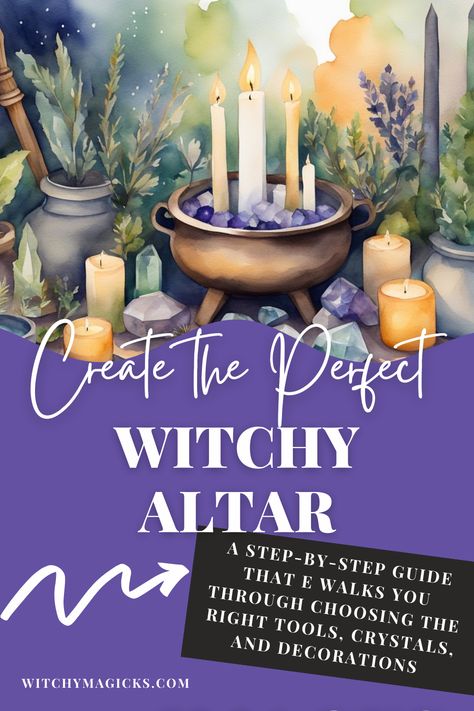 Transform your space with the perfect witchy altar setup. This step-by-step guide walks you through choosing the right tools, crystals, and decorations to create a sacred space that reflects your unique spiritual path. From beginner tips to advanced practices, discover everything you need to know to set up a powerful and enchanting altar. Ready to craft your sacred space? Click to learn more! #WitchyAltar #SacredSpace #Witchcraft #SpiritualSetup How To Set Up A Witch Alter, How To Set Up An Altar For Witchcraft, How To Make A Crystal Alter, Modern Witch Altar, Wiccan Altar Setup, Alter Set Up Witchcraft, Altar Set Up, Altar Setup Witchcraft, How To Set Up An Altar