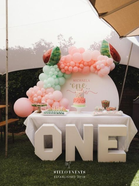 June Birthday Party Themes, Summer First Birthday Theme, One In A Melon First Birthday, Watermelon Birthday Party Theme, 1st Birthday Themes Girl, 1 Year Birthday Party Ideas, One In A Melon Birthday, Baby First Birthday Themes, Watermelon Birthday Parties