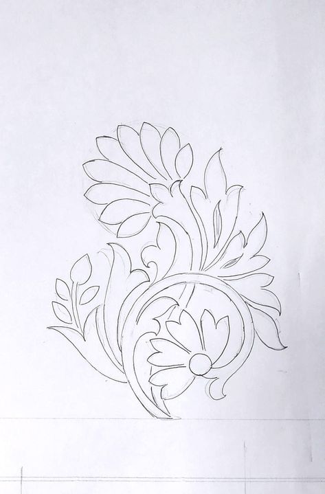 Aari Embroidery Sketch, Embroidery Pencil Designs, Embroidery Patterns Sketch, Hand Embroidery Motifs Design, Khakha Designs Embroidery Patterns, Aari Work Tracing Patterns, Hand Embroidery Motifs, Aari Motif, Motif Vector