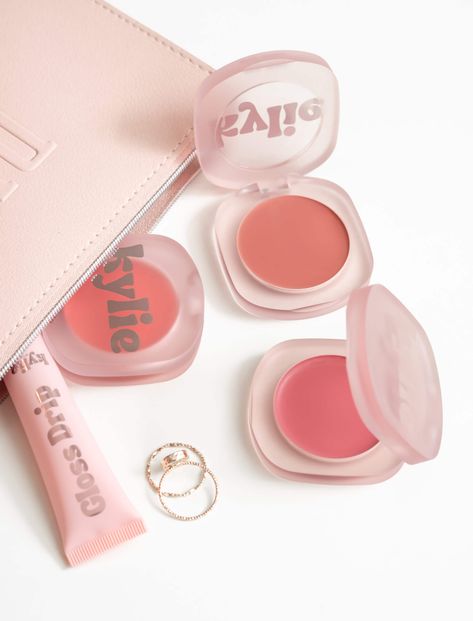 3 New Kylie Cosmetics Cream Blushes Swatched ⋆ Beautymone Kylie Makeup Products, Kylie Beauty, Kylie Cosmetics Blush, Blush Packaging Design, Kylie Blush, Blush Packaging, Kylie Gloss, Glow Balm, Kylie Makeup