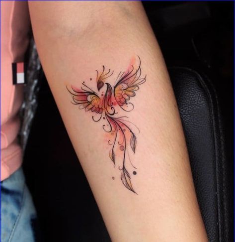 Watercolor Tattoos - 50+ Outstanding Watercolor Tattoo Designs & Ideas Phoenix Tattoo Ideas, Tato Phoenix, Cool Tattoos For Girls, Phoenix Tattoo Feminine, Small Phoenix Tattoos, Phönix Tattoo, Phoenix Tattoo Design, Muster Tattoos, Shoulder Tattoos For Women