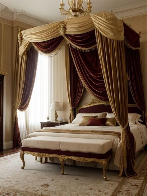 Create a regal atmosphere in your bedroom with a luxurious canopy bed draped in rich velvet curtains. Add a touch of elegance with gilded accents and ornate chandeliers for a truly royal experience. Canopy Bed Drapes, Scotland Hotels, Bed Drapes, Royal Bedroom, Canopy Bed, Velvet Curtains, Chandeliers, Your Dream, Dreaming Of You