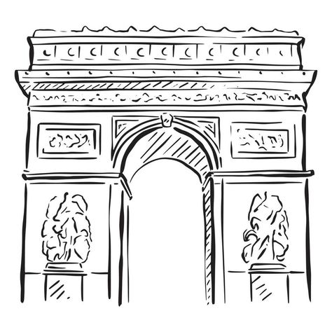 An illustration of Arc de Triomphe in Paris, France. A sketch line drawing on Procreate. Paris Drawing Sketches, France Sketch, Europe Drawing, Paris Drawings, Drawing Paris, Drawing On Procreate, Paris Sketch, Paris Drawing, Paris Illustration