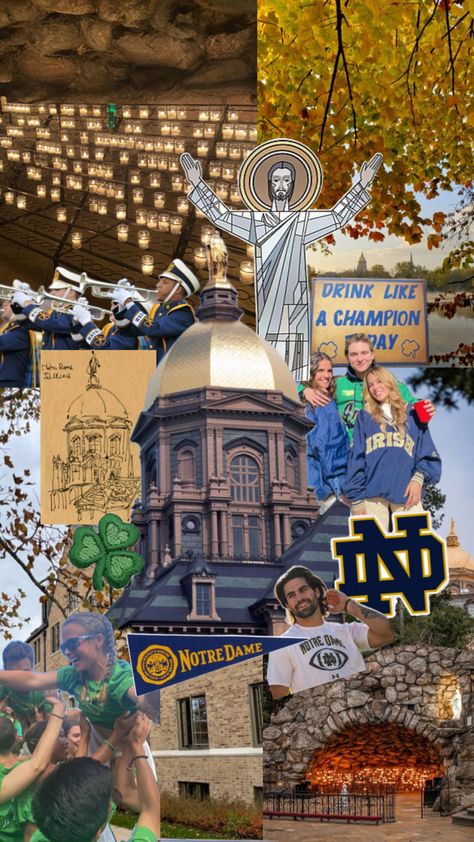 Fighting Irish, Notre Dame wallpaper, Notre Dame University Notre Dame Wallpaper, Notre Dame Baby, Notre Dame College, Saint Marys College, College Vision Board, Go Irish, College Aesthetic, Notre Dame Football, Dream College