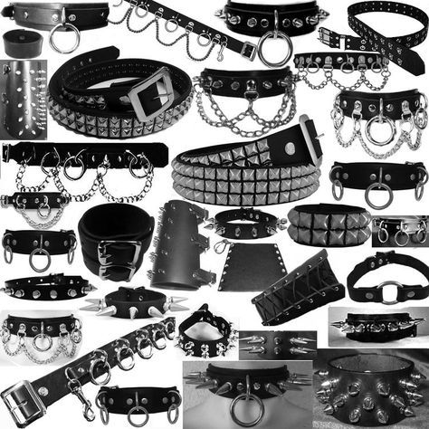 Cool Punk Outfits, Emo Items, Collares Dark, Emo Belts, Accesorios Dark, Item Aesthetic, Dark Accessories, Edgy Shoes, Punk Belt