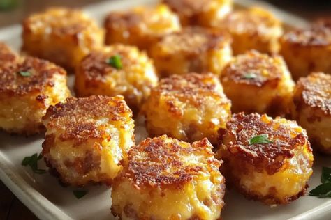 Crispy Hashbrown and Sausage Bites – recipestasteful Pecan Pie Bread, Pistachio Pudding Cookies, Pecan Pie Bread Pudding, Apple Pecan Pie, Sausage Bites, Hearty Snacks, Shredded Hash Browns, Crispy Hashbrowns, Pumpkin Pecan Pie