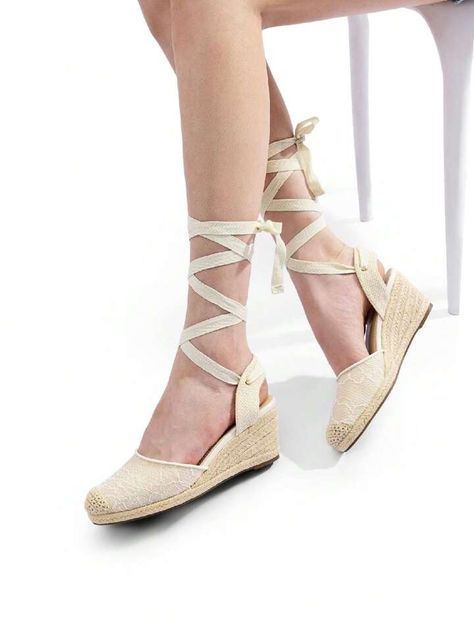 Women's Closed Toe Lace Up Espadrilles Cute Strappy Sandals Vocation Beach Dressy Summer Platform Wedge Sandals Shoes | SHEIN USA Spring Closed-toe Wedge Sandals With Heel Strap, Summer Closed-toe Espadrilles For Day Out, Closed Toe Summer Shoes, White Flat-heel Espadrilles With Woven Sole, Luxury Closed-toe Espadrille Wedge Sandals, Adjustable Closed-toe Espadrille Wedge Sandals, Heeled Espadrilles, Lace Up Espadrilles, Platform Wedge Sandals