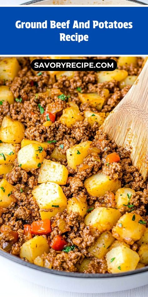 Savor a hearty Ground Beef and Potatoes recipe that's perfect for family dinners! This comforting dish combines tender ground beef with savory potatoes, creating a filling meal everyone will love. Quick and easy, it's a must-try in your collection of ground beef recipes for busy weeknights. 30 Minute Dinners Ground Beef, Easy Dinner Recipes With Ground Beef Cheap, Dinner Recipes Burger Ground Beef, Easy Meal With Potatoes, Ground Turkey With Potatoes Recipes, Potato Ground Turkey Recipes, Ground Turkey And Potatoes Skillet, Chicken And Ground Beef Recipes, Ground Beef Broccoli Potato Recipe