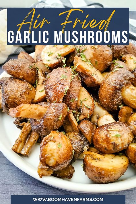 Baby Bella Mushroom Recipes, Keto Low Carb Recipes, Air Fryer Garlic, Garlic And Olive Oil, Steak Pasta, Air Fried Food, Air Fryer Oven Recipes, Fried Mushrooms, How To Cook Mushrooms