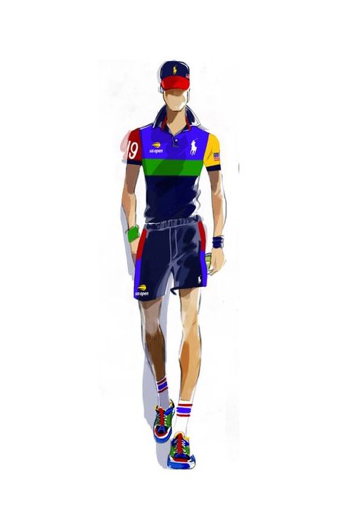 Sportswear Fashion Illustration, Active Wear Fashion Illustration, Sports Wear Fashion Illustration, Men's Fashion Illustration, Fashion Sketches Men, Blue Costume, Sports Wear Fashion, Character Artwork, Mens Fashion Illustration