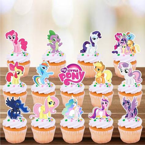 My Little Pony Cupcakes, Toy Story Printables, Cupcake Toppers Free, Pony Gift, My Little Pony Cake, My Little Pony Birthday Party, Little Pony Cake, Pony Birthday Party, Little Pony Birthday Party