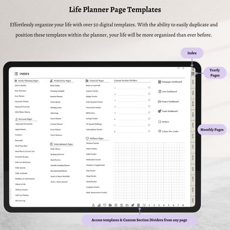 Planner Index Page, Project Dashboard, Index Page, Brain Dump, Cleaning Schedule, Page Template, Organize Your Life, Note Paper, Planner Pages