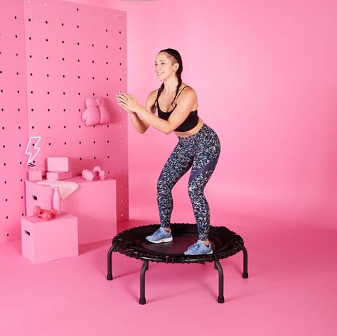 At-Home Trampoline Workout – 11 Best Trampoline Exercises Trampoline Exercises, Shaping Exercises, Trampoline Cardio, Mini Trampoline Workout, One Song Workouts, Rebounder Workouts, Total Body Toning, Mini Workouts, Cheer Workouts