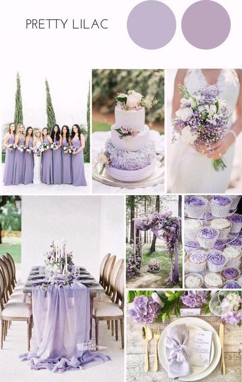 Wedding Flowers Lilac, Lilac Wedding Themes, Deco Violet, Lavender Wedding Theme, Wedding Theme Color Schemes, Flowers Lilac, Lilac Bridesmaid, Wedding Color Scheme, Lilac Bridesmaid Dresses