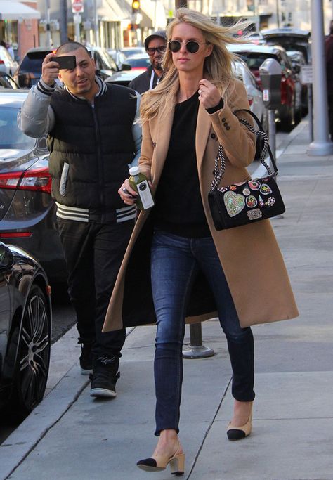 Nicky Hilton Rothschild out and about running errands in Beverly Hills, California on January 7, 2016 Chanel Cap Toe Outfit, Two Tone Shoes Outfits, Chanel Slingback Outfit, Chanel Shoes Outfit, Slingback Chanel, Espadrilles Chanel, Running Errands Outfit, Pumps Outfit, Chanel Pumps