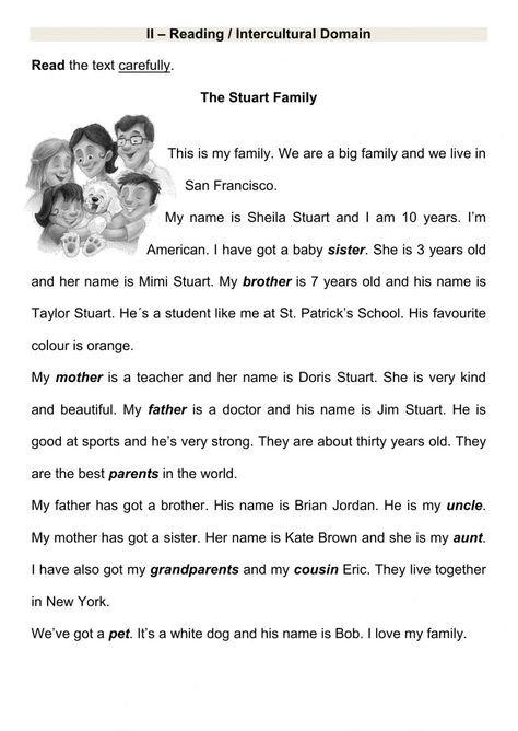 The family interactive and downloadable worksheet. Check your answers online or send them to your teacher. Essay About Family, Essay On My Family, My Family Worksheet, Family Text, Writing About Family, Family Worksheets, English Collocations, Family Worksheet, English Teaching Materials