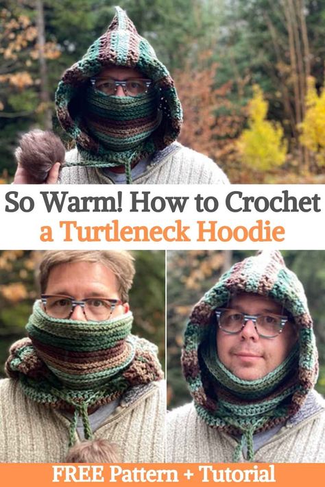 Hooded Cowl Crochet Pattern, Crochet Turtleneck, Crochet Hooded Cowl, Turtleneck Hoodie, Crochet Cowl Free Pattern, Crochet Hood, Crochet Hoodie, Knitting Patterns Free Scarf, Crochet Needlework