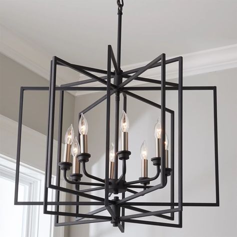 Abner Chandelier - Large - Shades of Light Entryway Chandelier Foyers, Bathroom Chandelier Lighting, Large Chandelier High Ceilings, Large Foyer Chandeliers, Entry Light Fixture, Modern Chandelier Foyer, Contemporary Foyer, Staircase Pendant Lighting, Entry Chandelier