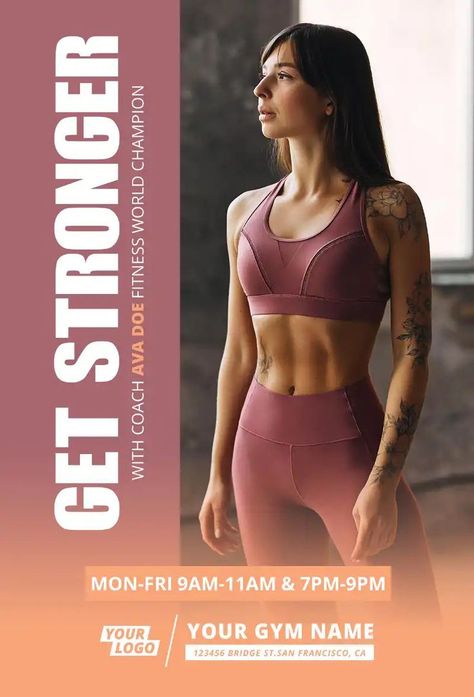 #Fitness #Workout #Flyer Personal Trainer Flyer Templates, Fitness Flyer Design Personal Trainer, Workout Poster Design, Personal Trainer Flyer, Fitness Flyer Design, Fitness Graphics, Surfer Workout, Gym Advertising, Fitness Ads