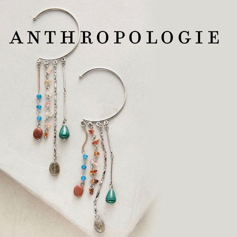 Online Exclusive From Anthropologie. Materials Metal And Cubic Zirconium. Size 2.5”L X 0.5”W. Ear Cuffs Have All But Replaced Traditional Earrings These Days-And For Good Reason, Ear Cuffs Are Cool. This Version Loops Around The Back Of Your Ear With A Cascade Of Beaded Fringe! Work Earrings, Plate Jewelry, Clear Crystal Earrings, Anthropologie Earrings, Gel Plate, Wire Hoop Earrings, Ear Art, Beading Inspiration, Traditional Earrings