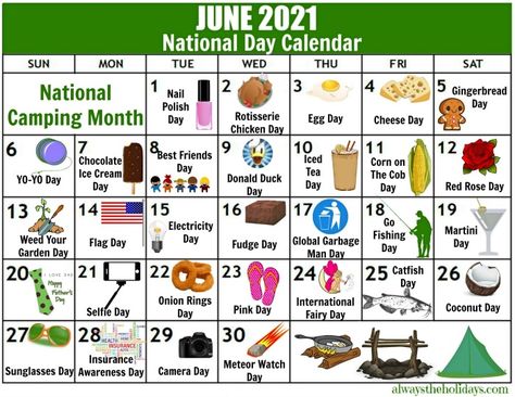 June Printable calendar of National Days National Food Day Calendar, November National Days, Financial Calendar, List Of National Days, National Days In September, National Holiday Calendar, Silly Holidays, Calendar September, Printable Yearly Calendar