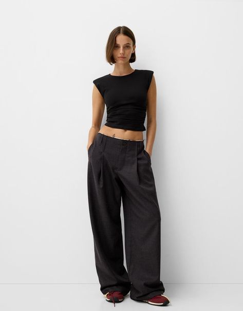 Women’s Pants | New Collection | Bershka Fashion Activism, Tailored Pants Women, Trending Sandals, Linen Blend Pants, Tailored Pants, Sweaters Knitwear, Tailored Trousers, Faux Fur Jacket, Cardigan Jacket