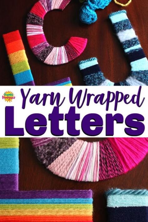 These yarn wrapped initials are fun for tweens and teens to make to display in their room or to give as a gift for a friend. #HappyHooligans #TweenCrafts #YarnCrafts, #LetterCrafts #KidsCrafts101 #KidsCrafts CraftsForKids #KidsActivities #Daycare Second Grade Arts And Crafts, Summer Crafts For Kids For Teens, Make And Take Crafts For Kids, Kid Crafts To Sell, Simple Yarn Crafts, Crafts For Teen Boys, Crafts With Yarn, Easy Cardboard Crafts, Crafts For Families