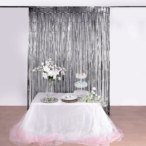 Foil Fringe Curtain, Party Photo Booth Backdrop, Sequin Curtains, Fringe Curtains, Photo Booth Backdrop Wedding, Metal Wedding Arch, Foil Curtain, Curtain Backdrops, Curtain Fringe