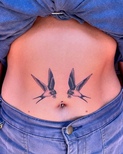 Symmetrical swallows for my day one Amber 🍄🕊️ I have a few spots open for December if you would like your own custom symmetrical tattoo! Done at @capital.tattoo . . . . . #symmetricaltattoo #symmetricaltattoodesign #swallowtattoo #stomachtattoo #girlstomachtattoo #swallowtattoos #finelinetattoo #finelinetattoomelbourne #collingwoodtattoo Symetric Tattoo, Girl Stomach Tattoos, Symmetrical Tattoos, Symmetrical Tattoo, Swallow Tattoo, Stomach Tattoos, Swallows, Fine Line Tattoos, Future Tattoos