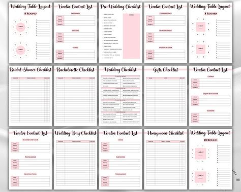 Wedding Planner Printable, Printable Wedding Planner, Wedding Plan Bundle, Wedding Binder Template, Wedding Planner Organizer PDF Book undateddigitalplanner #weddingplannermentor #ultimateplanner #weeklyplannerfreeprintable Wedding Journal Planner, Destination Wedding Budget, Wedding Planning Checklist Printable, Wedding Table Layouts, Wedding Planner Printable, Budget Wedding Flowers, Budget Planner Free, Wedding Planner Checklist, Binder Templates