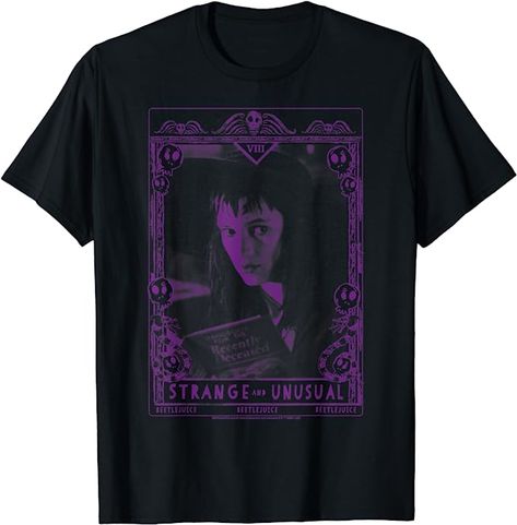 Beetlejuice Lydia Strange And Unusual Tarot Card T-Shirt Styles And Lydia, Beetlejuice Lydia, Handbook For The Recently Deceased, Supernatural Tshirt, Horror Clothes, Strange And Unusual, Clothing Design Sketches, T Shirt Fashion, T Shirt Costumes