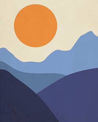 Bohemian Wall Art - Digital Art - Mountain Sunset by Pati Photography Pop Art Mountains, Sunset Art Abstract, Digital Art Easy, Simple Digital Art, Sunset Digital Art, Mini Toile, Canvas Drawing, Wall Murals Painted, Pop Art Canvas