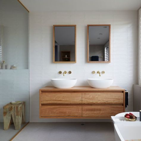 The Block 2019: Andy & Deb's Bathroom Reveals | Blueprint Reece Bathroom, Bathroom Technology, Industrial Style Bathroom, Bathroom Ensuite, Shaving Cabinet, Master Ensuite, Bad Inspiration, Vogue Living, Smart Toilet