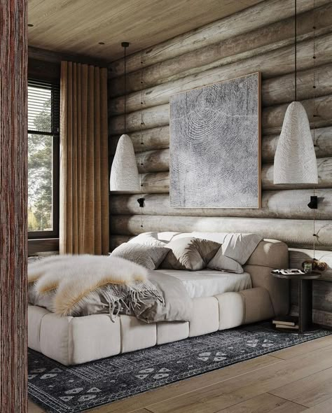 Modern Mountain Style, Aspen Lodge, Mountain Bedroom, Mountain Interiors, Chalet Chic, Bear Cabin, Ski Cabin, Chalet Interior, Cabin Bedroom