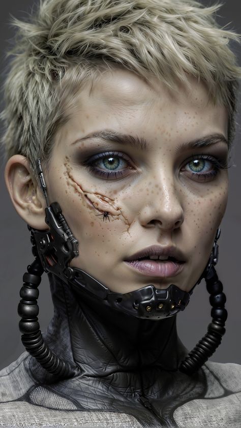 Short Hair Cyberpunk, Cyberpunk Face, Mujeres Tattoo, Sci Fi Girl, Tattoo Reference, Face Study, Model Reference, Cyberpunk Character, Cyberpunk Style