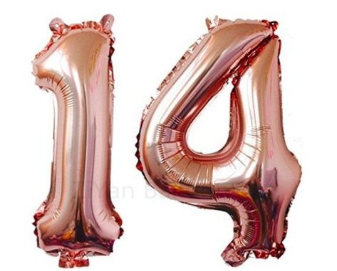 14th Birthday Balloons, Teen Birthday, 14th Birthday, Decorations Party, Number Balloons, Foil, Balloons, Birthday Party, Rose Gold