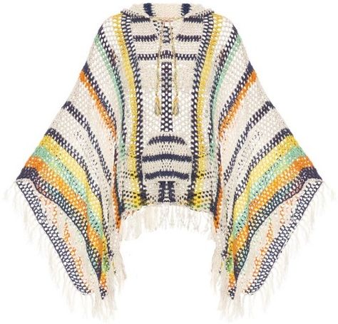 ANNA KOSTUROVA Baja striped crochet poncho #boho #colorful #poncho #yellow #summer Baja Poncho, Kimono Crochet, Summer Poncho, Anna Kosturova, White Poncho, Black Cashmere Sweater, Cap Sleeve Sweater, Boho Poncho, Poncho Crochet