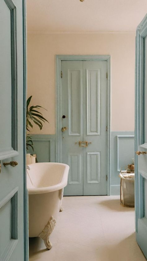 3 Excellent Bathroom Color Schemes to Enhance Your Space Light Blue And Pink Bathroom, Pastel Toilet, Blue And Beige Bathroom, Periwinkle Bathroom, Pastel Blue Bathroom, Powder Blue Bathroom, Duck Egg Blue Bathroom, Robins Egg Blue Bathroom, Baby Blue Bathroom